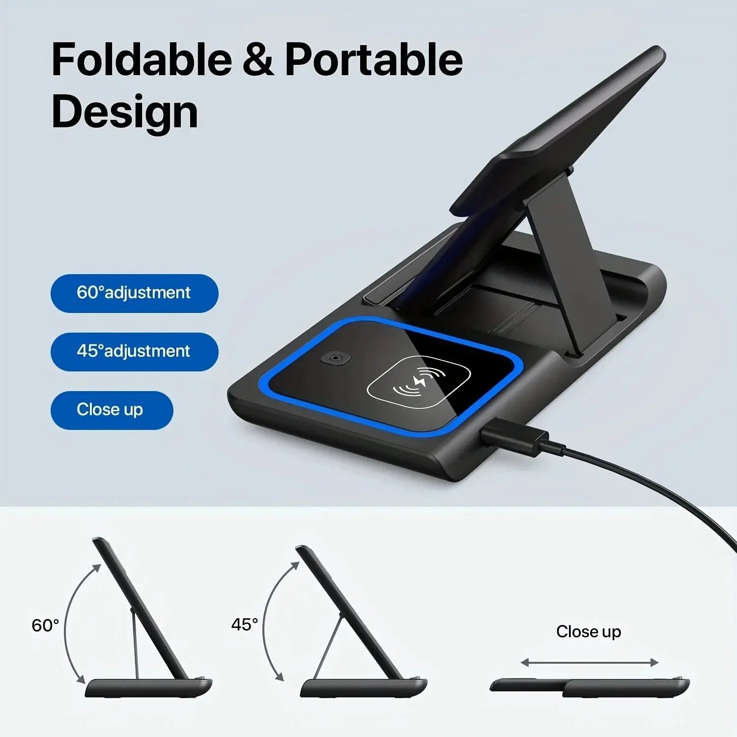 30W LED Fast Wireless Charger 3 in 1 Foldable Charging Station For iPhone 16 15 14 13 12 11 Apple Watch 9 8 7 6 5 Airpods Pro/3 Pinnacle Luxuries