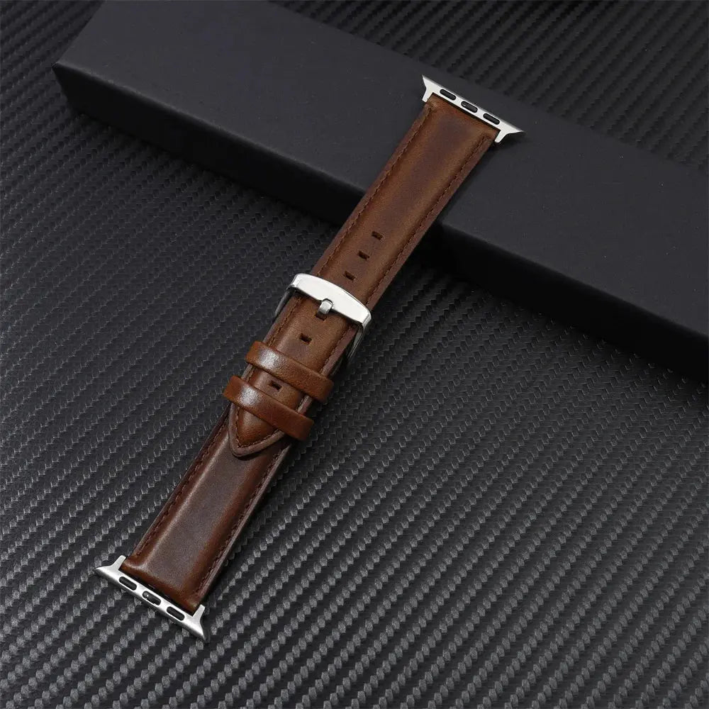 Genuine Leather Straps for Apple Watch 8 7 6 5 4 SE Business Cowhide Watchbands 38/40/41mm 42/44/45mm for iwatch Belts 49mm Pinnacle Luxuries