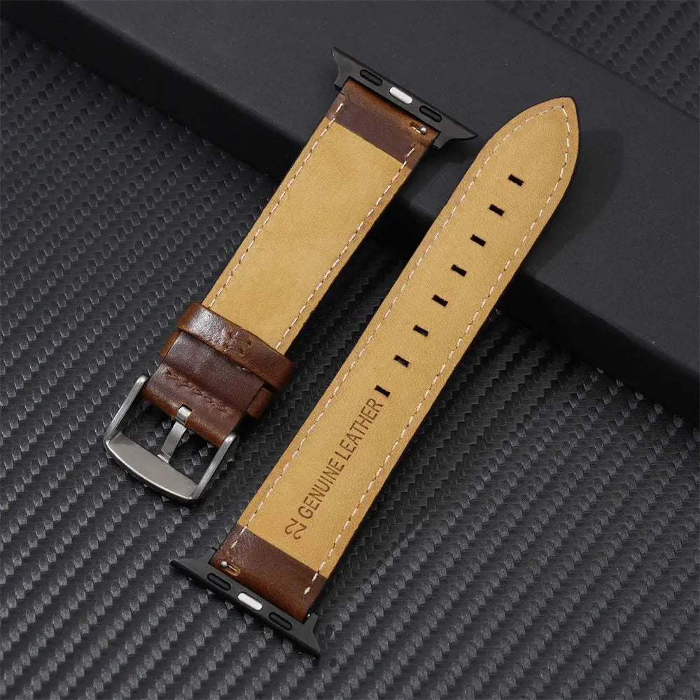 Genuine Leather Straps for Apple Watch 8 7 6 5 4 SE Business Cowhide Watchbands 38/40/41mm 42/44/45mm for iwatch Belts 49mm Pinnacle Luxuries