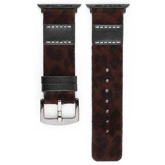 Custom Genuine Leather Leopard Women's Apple Watch Band - Pinnacle Luxuries