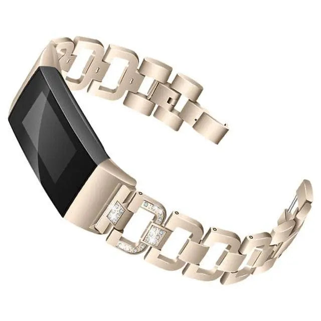 Fitbit Charge 3 & 4 Vita Diamond Stainless Steel Bracelet Band - Pinnacle Luxuries