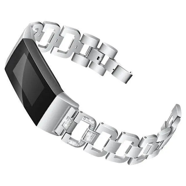 Fitbit Charge 3 & 4 Vita Diamond Stainless Steel Bracelet Band - Pinnacle Luxuries