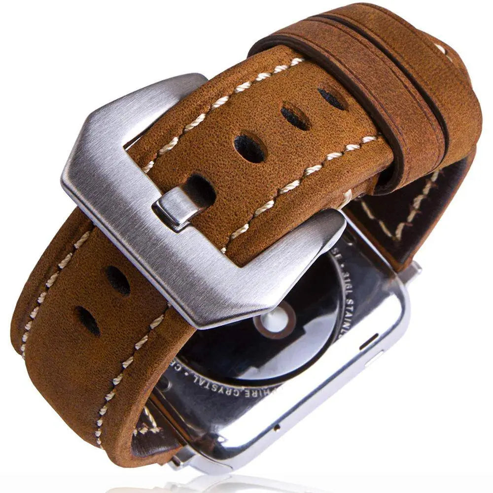 Custom Hand Stitched Genuine Leather Apple Watch Band - Pinnacle Luxuries