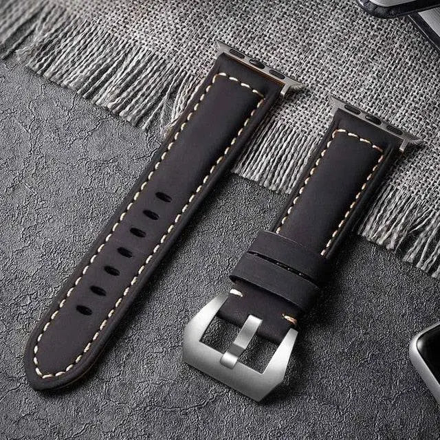 Custom Hand Stitched Genuine Leather Apple Watch Band - Pinnacle Luxuries