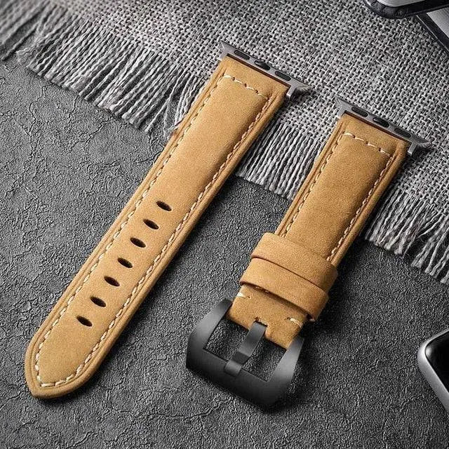 Custom Hand Stitched Genuine Leather Apple Watch Band - Pinnacle Luxuries