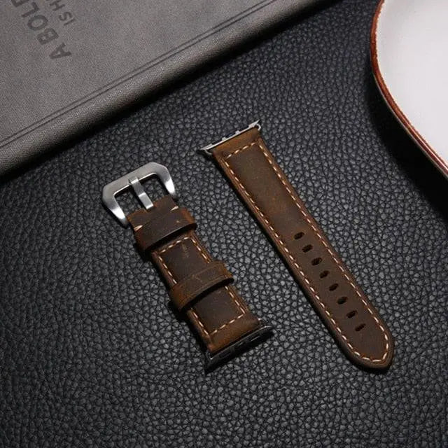 Custom Hand Stitched Genuine Leather Apple Watch Band - Pinnacle Luxuries