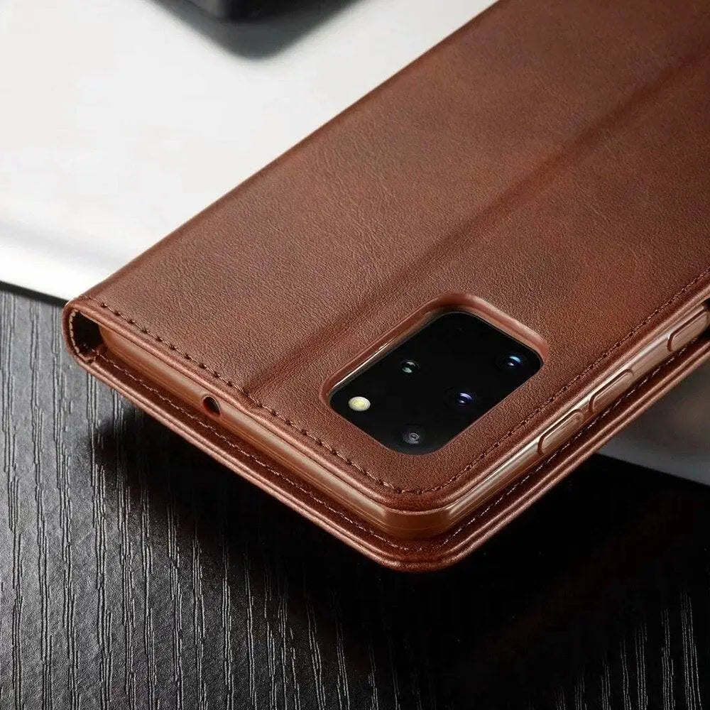 Vintage Genuine Leather Luxury Wallet Case For Samsung Galaxy Phones - Pinnacle Luxuries